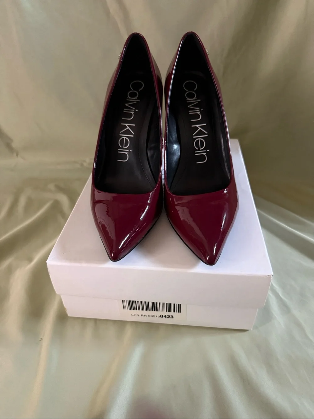 Calvin Klein Women's Wine Red Patent Pointed Pumps